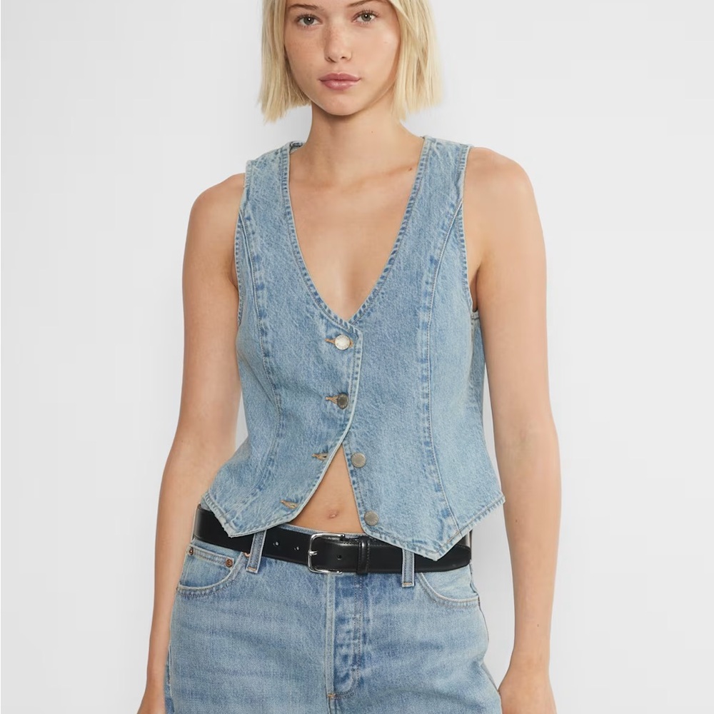 Denim Forum Button-Up Vest